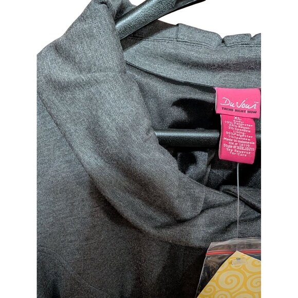 Peplum Jacket By Du Jour QVC Size XL Gray w/ Buttons & Gathered Neckline NWT - Picture 5 of 12